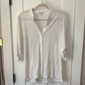 James Perse White Linen Button Down Shirt Lightweight Relaxed Fit 2